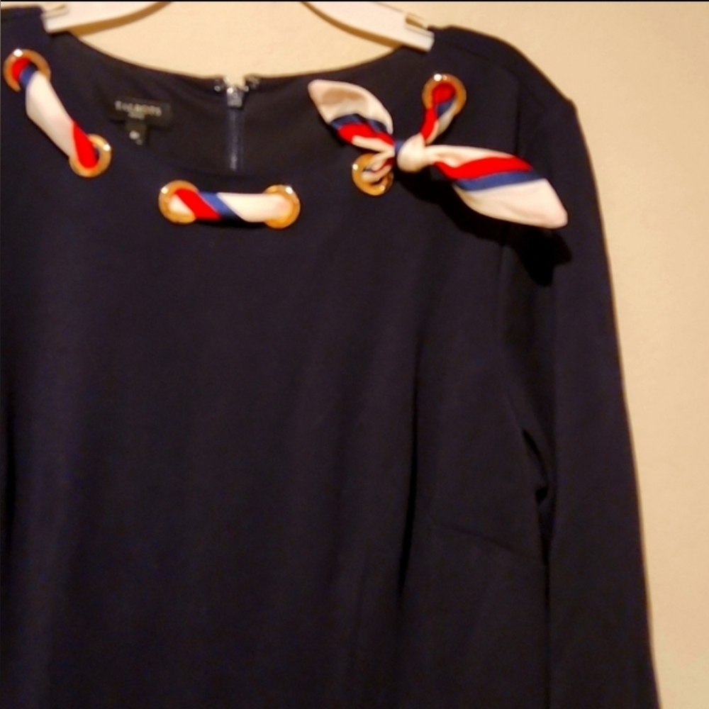 ❤️ NWOT! TALBOTS DRESS - NAUTICAL FIT & FLARE PONTE KNIT, 6P (28 PETITE) - Picture 4 of 6